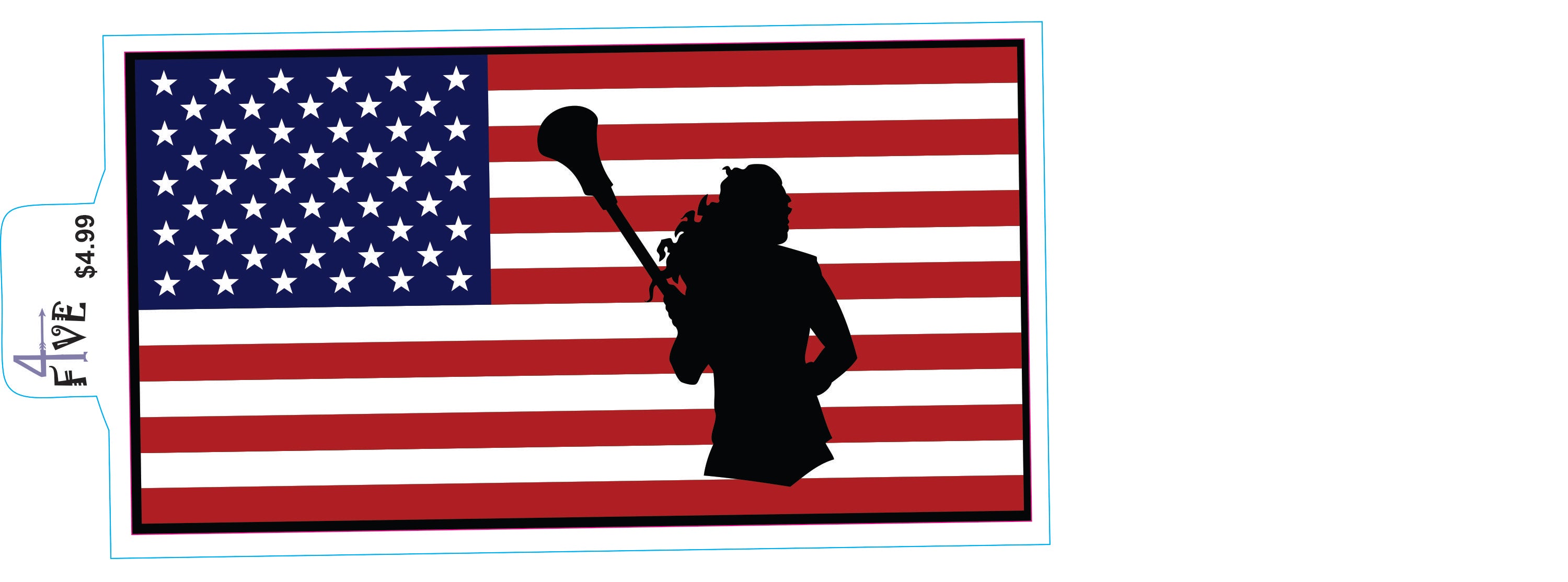 Girl and Flag Lacrosse Sticker