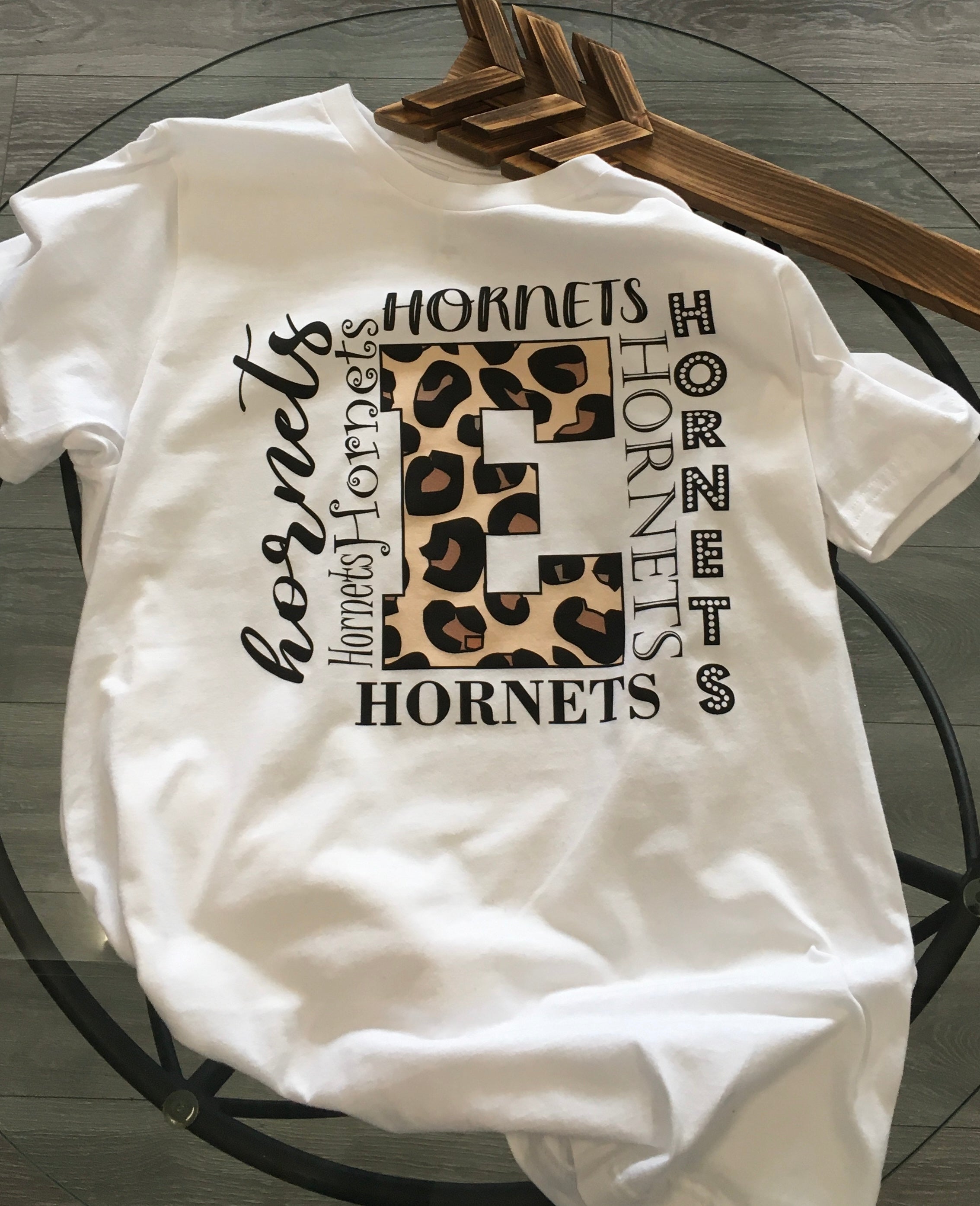 Emmaus "E" Leopard Print Hornet T-shirt