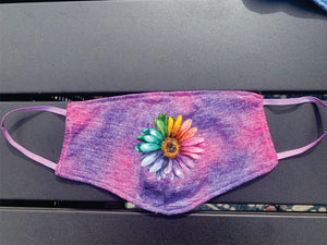 Pink and Purple Tye Dye Sunflower Face Cover