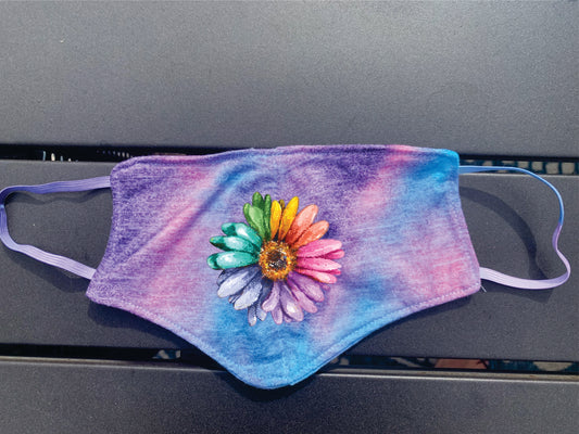Blue, Pink and Purple Tye Dye Sunflower Face Cover